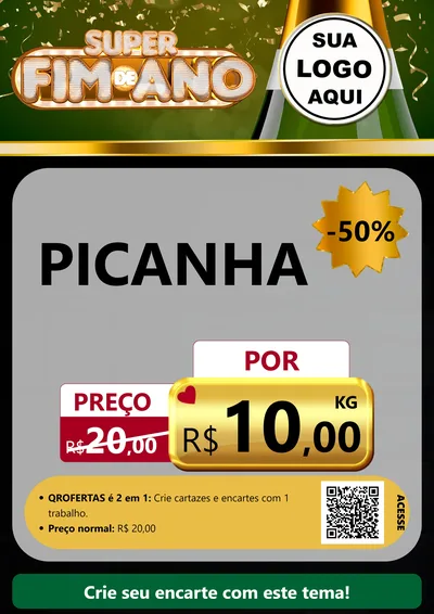 Modelo de Cartaz para Cartaz A4 Vertical com o tema Super Fim de Ano para Açougue