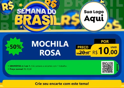 Modelo de Cartaz para Cartaz A4 Horizontal com o tema Semana Do Brasil para Papelaria