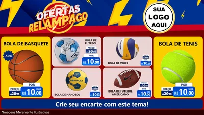 Modelo de TV para TV Horizontal com o tema Ofertas Relâmpago para Artigos Esportivos