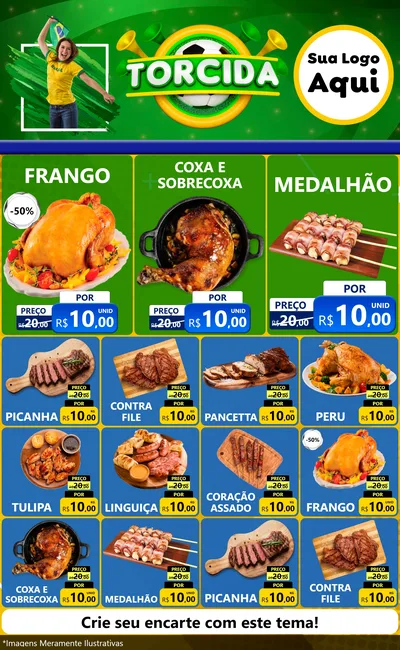 Modelo de Encarte para Encarte Grande com o tema Torcida para Assados