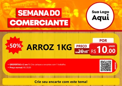 Modelo de Cartaz para Cartaz A4 Horizontal com o tema Semana do Comerciante para Supermercado
