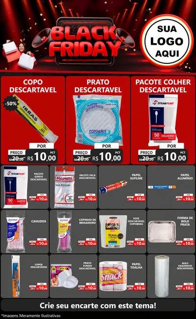 Modelo de Encarte para Encarte Grande com o tema Black Friday para Embalagens