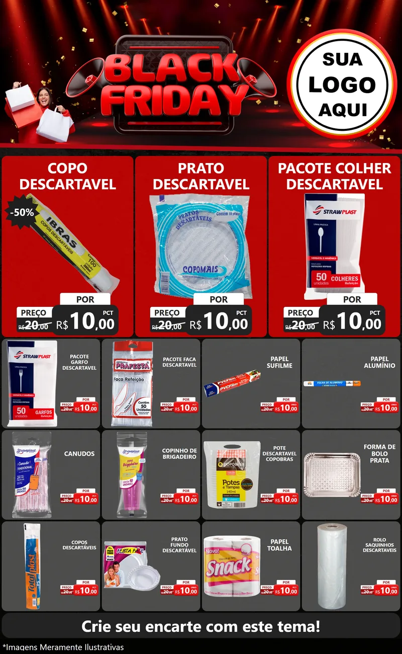 Modelo de Encarte para Encarte Grande com o tema Black Friday para Embalagens