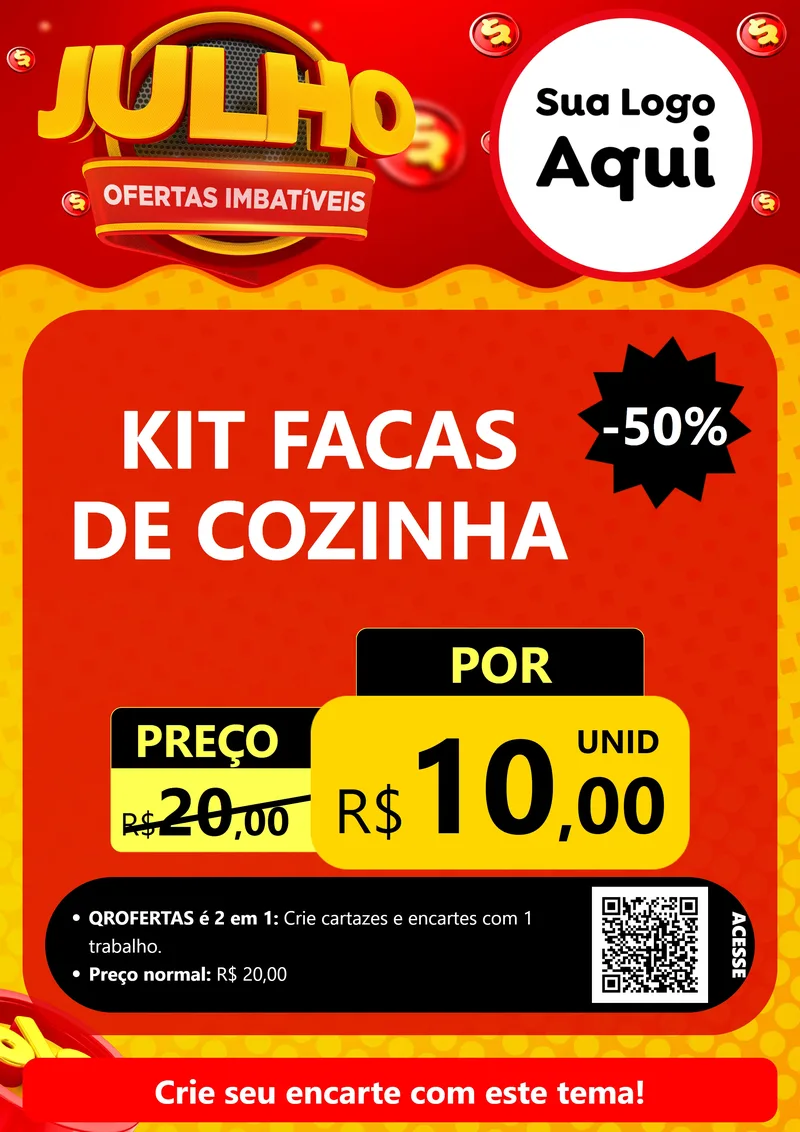 Modelo de Cartaz para Cartaz A4 Vertical com o tema Julho Ofertas Imbatíveis para Utilidades Domésticas