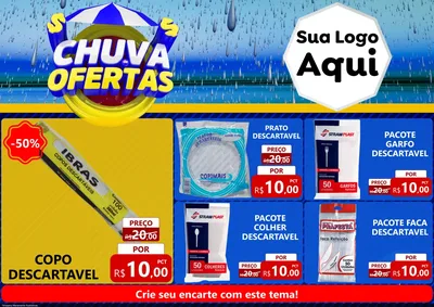 Modelo de Encarte para Encarte A4 Horizontal com o tema Chuva de Ofertas para Embalagens