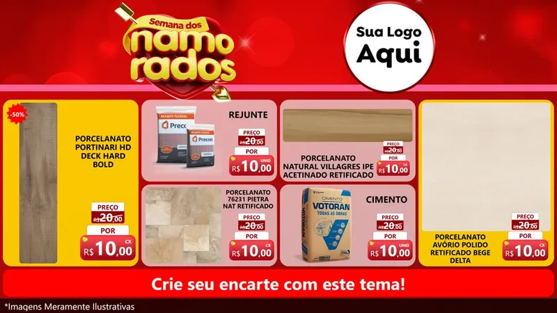 Modelo de TV para TV Horizontal com o tema Semana dos namorados para Pisos e revestimentos