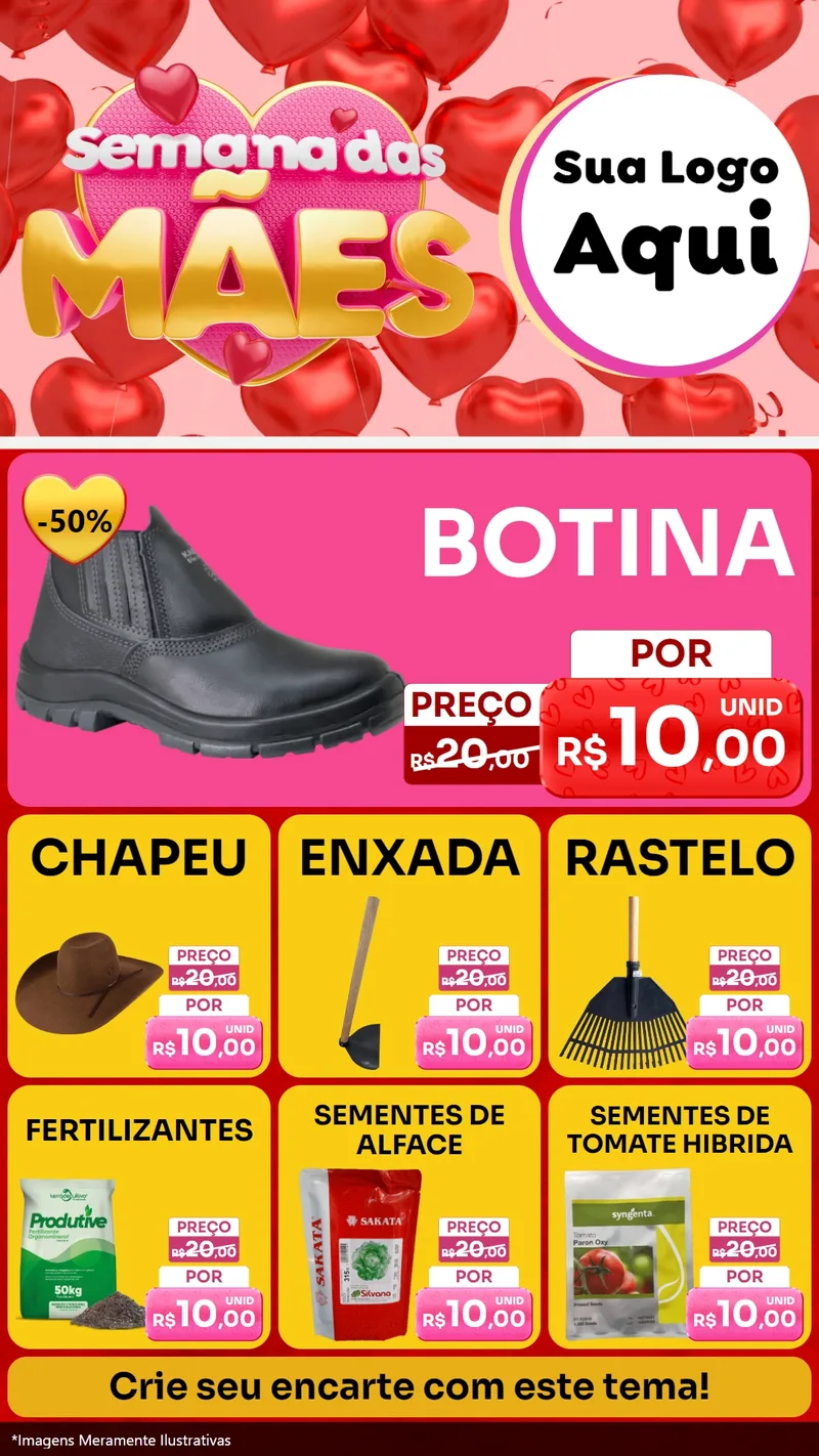 Modelo de Rede Social para Stories com o tema Semana Das Mães para Agropecuária
