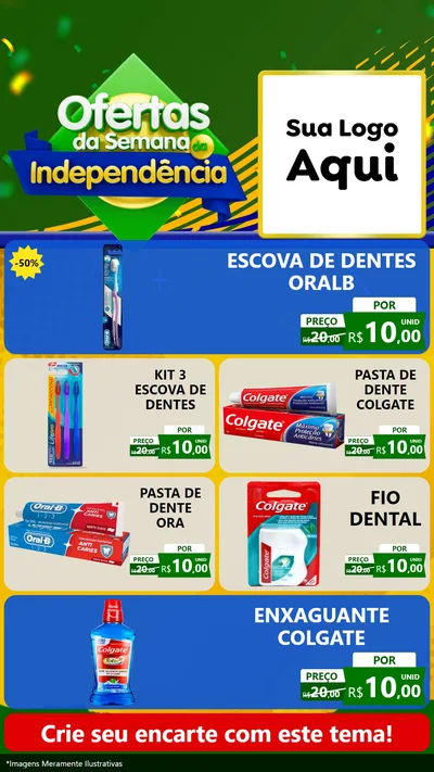 Modelo de TV para TV Vertical com o tema Ofertas da Semana da Independência para Higiene Pessoal