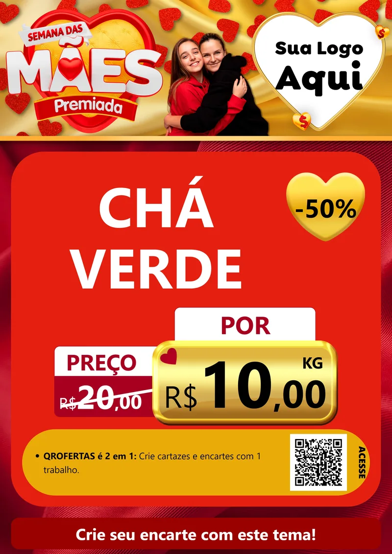 Modelo de Cartaz para Cartaz A4 Vertical com o tema Semana das Mães Premiada para Produtos Naturais