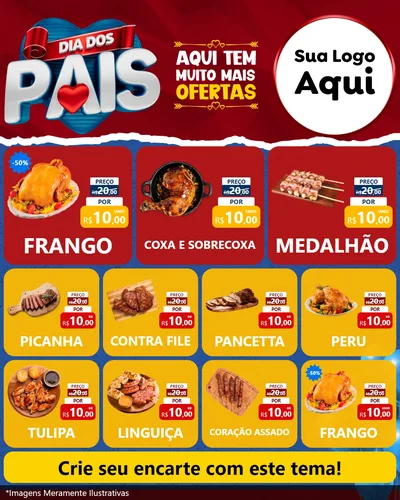 Modelo de Rede Social para Feed Instagram com o tema Dia dos Pais para Assados