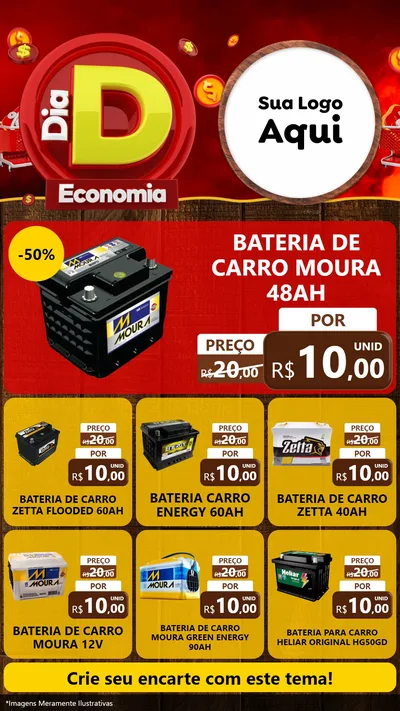 Modelo de Rede Social para Stories com o tema Dia D Economia para Baterias Elétricas