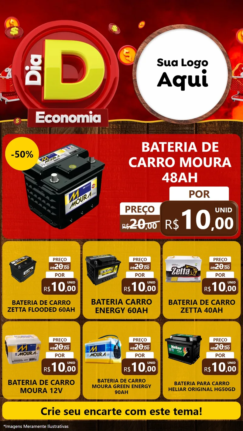 Modelo de Rede Social para Stories com o tema Dia D Economia para Baterias Elétricas