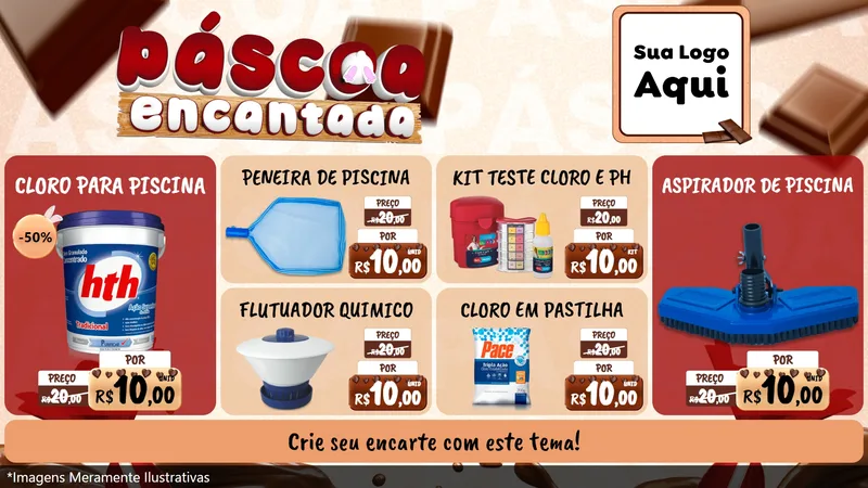Modelo de TV para TV Horizontal com o tema Páscoa Encantada para Produtos para Piscina