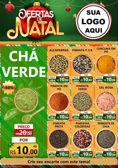 Modelo de Encarte para Encarte A4 Vertical com o tema Ofertas de Natal para Produtos Naturais