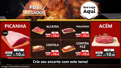 Modelo de TV para TV Horizontal com o tema Fim de Semana dos Assados para Açougue
