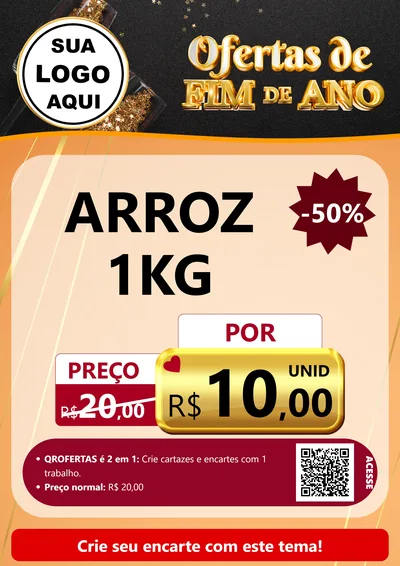 Modelo de Cartaz para Cartaz A4 Vertical com o tema Ofertas de Fim de Ano para Supermercado