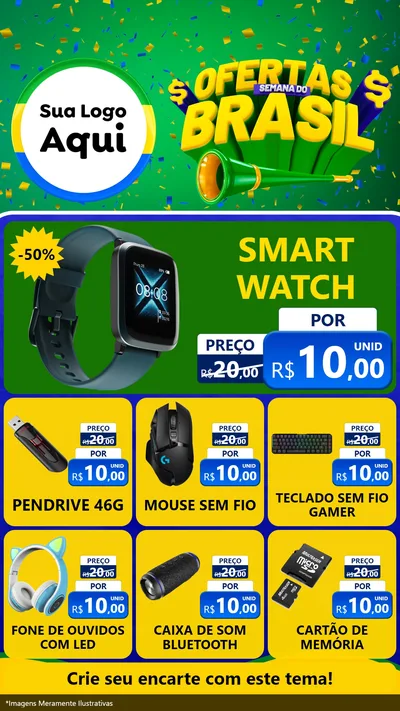 Modelo de Rede Social para Stories com o tema Ofertas Semana do Brasil para Informática