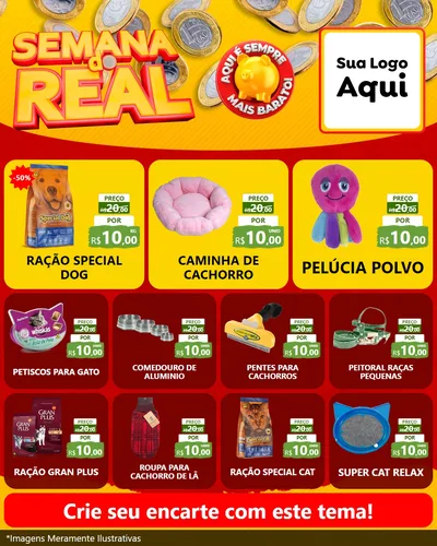 Modelo de Rede Social para Feed Instagram com o tema Semana do Real para Pet Shop