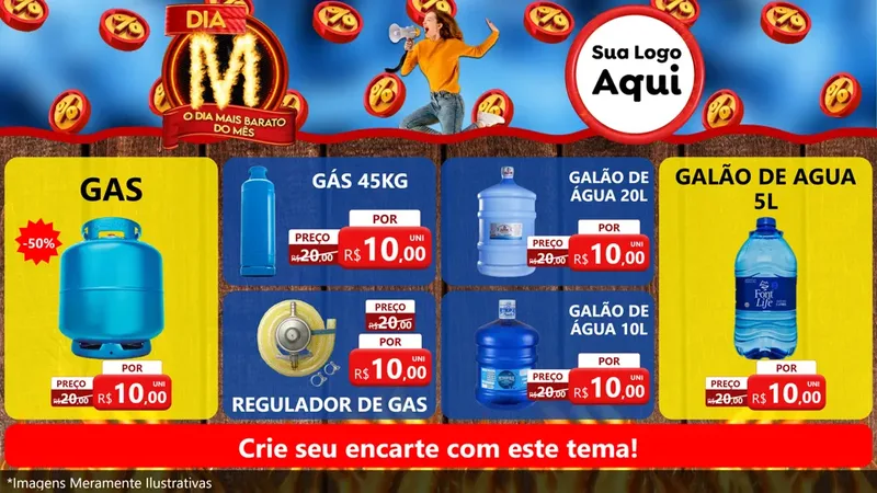 Modelo de TV para TV Horizontal com o tema Dia M - O Dia Mais Barato Do Mês para Água e gás