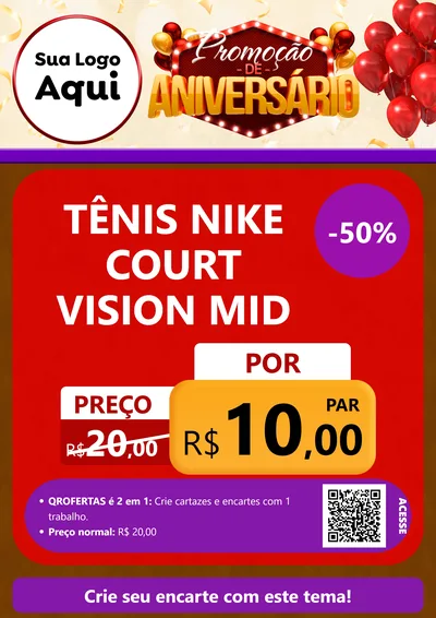 Modelo de Cartaz para Cartaz A4 Vertical com o tema Promoção de Aniversário para Calçados