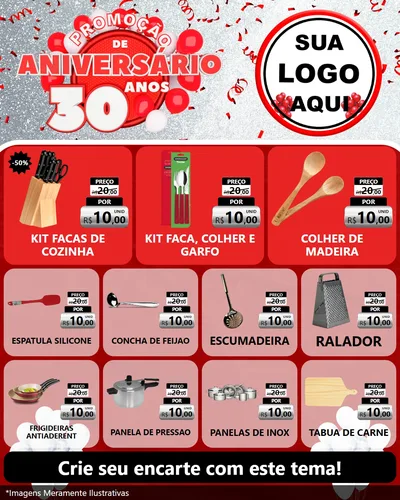 Modelo de Rede Social para Feed Instagram com o tema Promoção de Aniversário - 30 Anos para Utilidades Domésticas