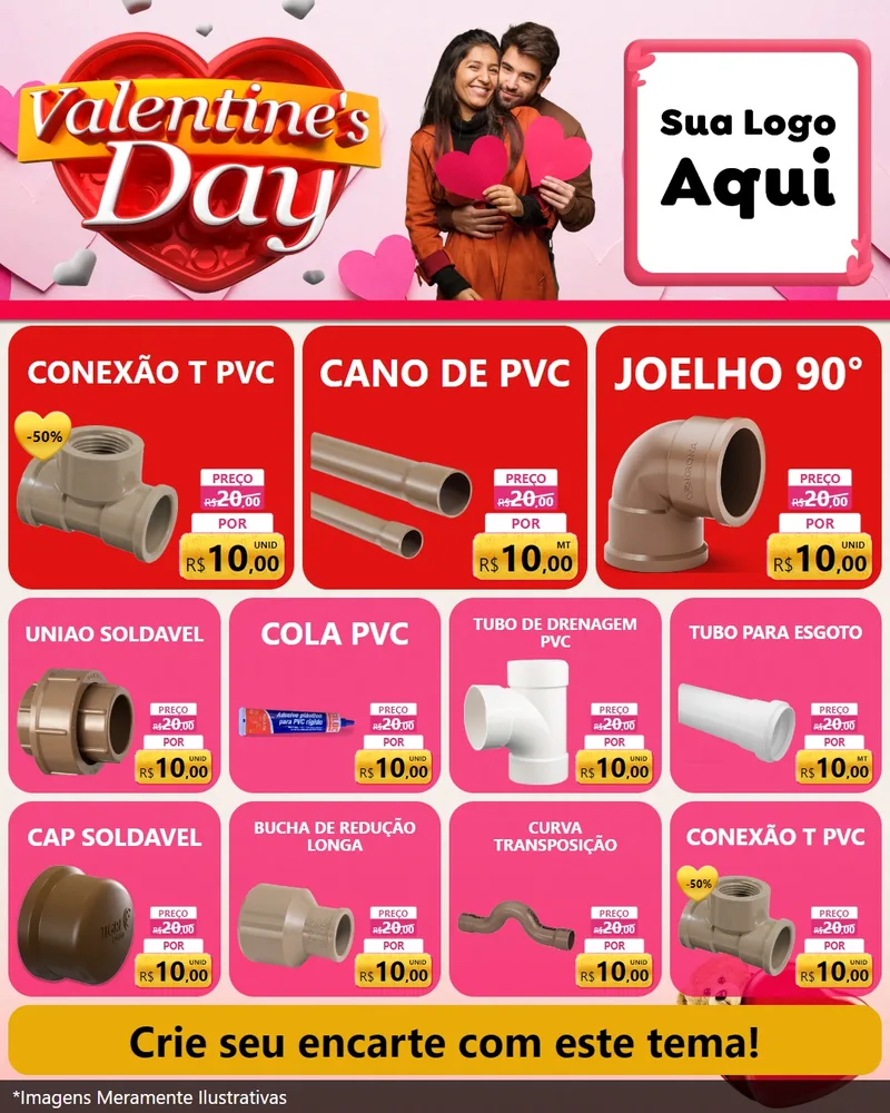Modelo de Rede Social para Feed Instagram com o tema Valentine's Day para Tubos e conexões