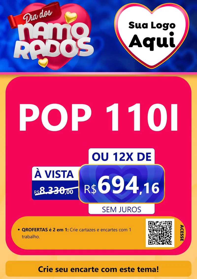 Modelo de Cartaz para Cartaz A4 Vertical com o tema Dia dos namorados para Concessionaria de Motos
