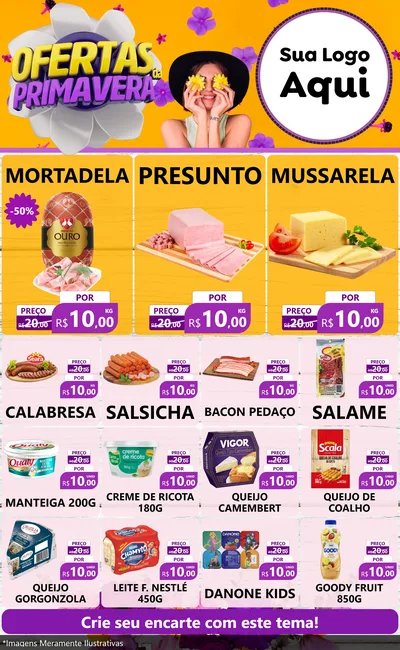 Modelo de Encarte para Encarte Grande com o tema Ofertas Da Primavera para Frios e Laticínios