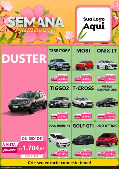 Modelo de Encarte para Encarte A4 Vertical com o tema Semana da Primavera para Concessionaria de Carros