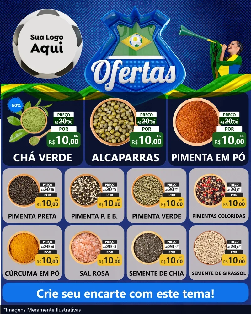 Modelo de Rede Social para Feed Instagram com o tema Ofertas (Futebol) para Produtos Naturais