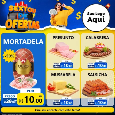 Modelo de Rede Social para Feed Facebook com o tema Sextou de Ofertas para Frios e Laticínios