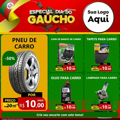 Modelo de Rede Social para Feed Facebook com o tema Especial Dia do Gaúcho para Auto peças