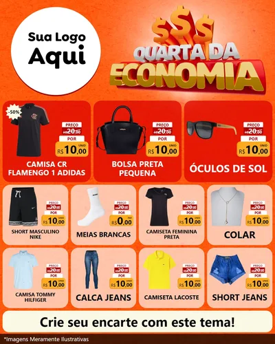 Modelo de Rede Social para Feed Instagram com o tema Quarta da Economia para Roupas e acessórios