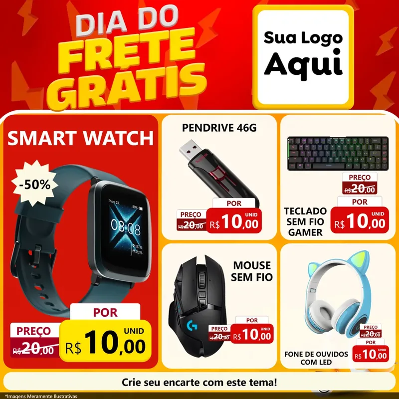 Modelo de Rede Social para Feed Facebook com o tema Dia do Frete Grátis para Informática
