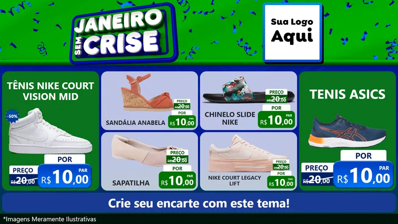Modelo de TV para TV Horizontal com o tema Janeiro Sem Crise para Calçados