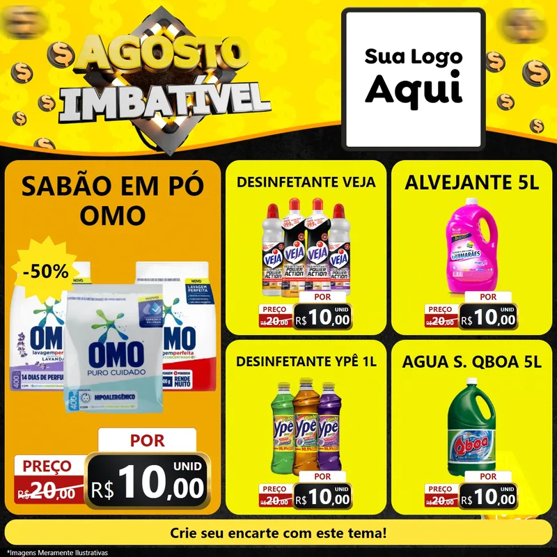 Modelo de Rede Social para Feed Facebook com o tema Agosto Imbatível para Produtos de Limpeza