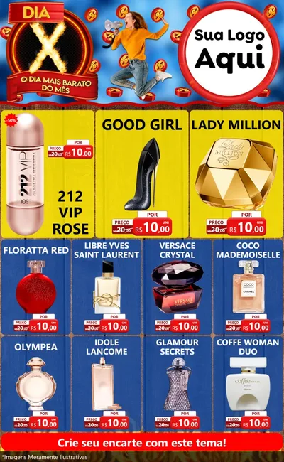 Modelo de Encarte para Encarte Grande com o tema Dia X - O Dia Mais Barato Do Mês para Perfumes