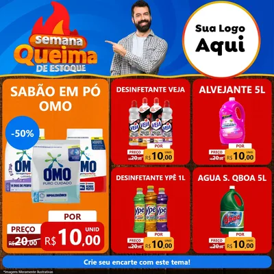 Modelo de Rede Social para Feed Facebook com o tema Semana Queima de Estoque para Produtos de Limpeza