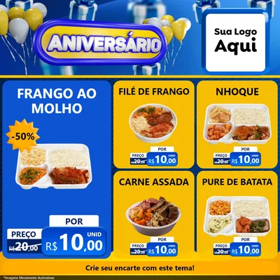 Modelo de Rede Social para Feed Facebook com o tema Aniversário para Restaurante