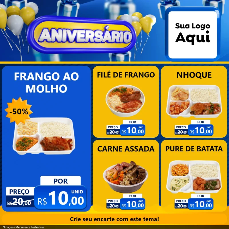 Modelo de Rede Social para Feed Facebook com o tema Aniversário para Restaurante