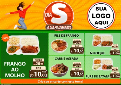 Modelo de Encarte para Encarte A4 Horizontal com o tema Dia S - O Dia Mais Barato para Restaurante