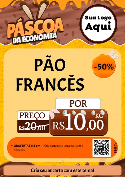 Modelo de Cartaz para Cartaz A4 Vertical com o tema Páscoa da Economia para Padaria
