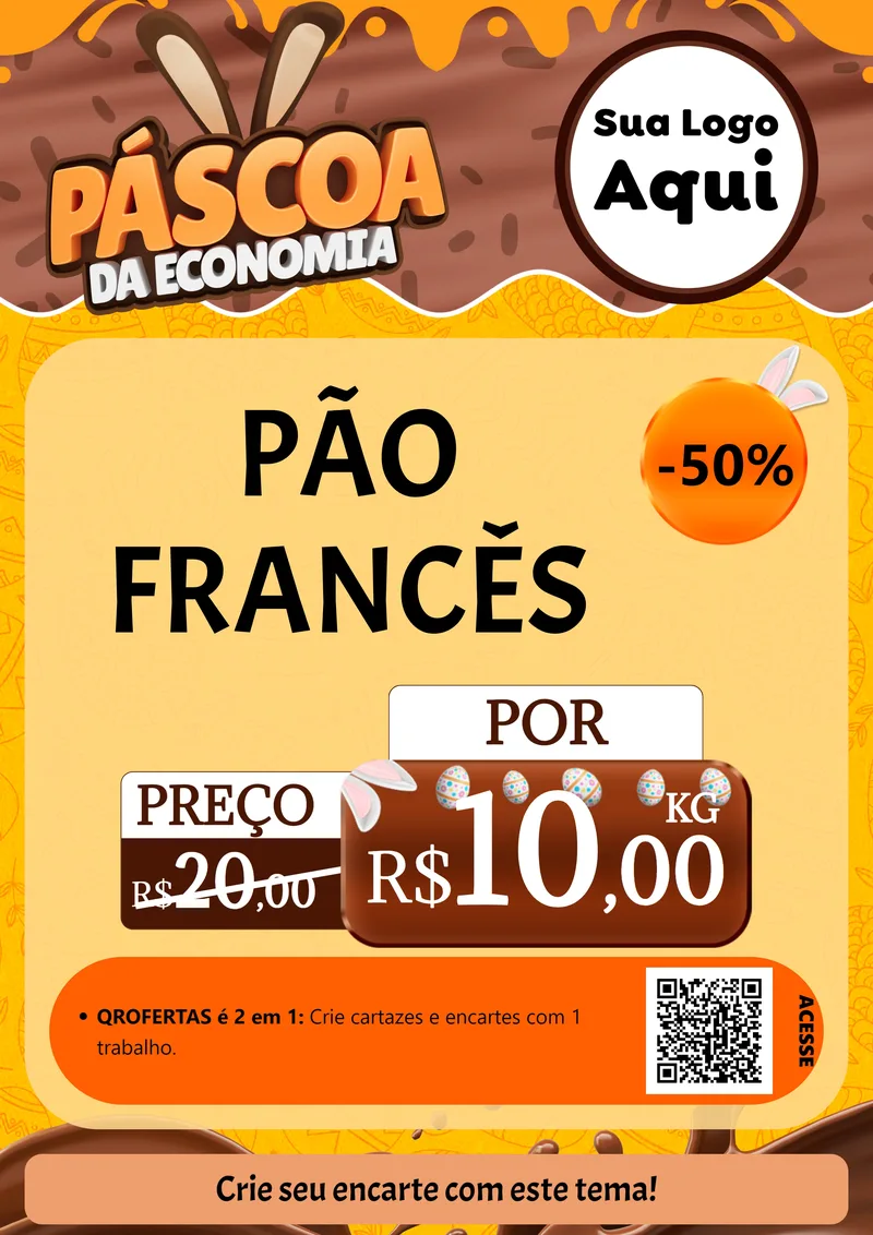 Modelo de Cartaz para Cartaz A4 Vertical com o tema Páscoa da Economia para Padaria