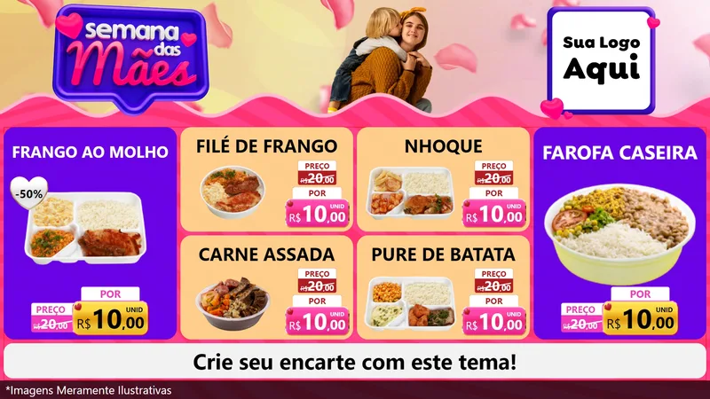 Modelo de TV para TV Horizontal com o tema Semana das Mães para Restaurante