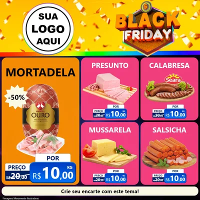 Modelo de Rede Social para Feed Facebook com o tema Black Friday para Frios e Laticínios