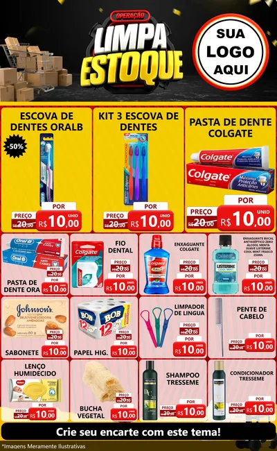 Modelo de Encarte para Encarte Grande com o tema Operação Limpa Estoque para Higiene Pessoal