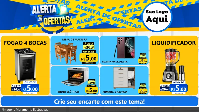 Modelo de TV para TV Horizontal com o tema Alerta de Ofertas para Móveis e Eletro