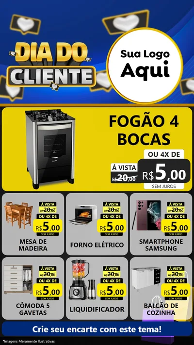Modelo de Rede Social para Stories com o tema Dia Do Cliente para Móveis e Eletro