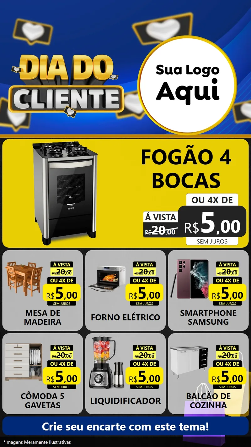 Modelo de Rede Social para Stories com o tema Dia Do Cliente para Móveis e Eletro