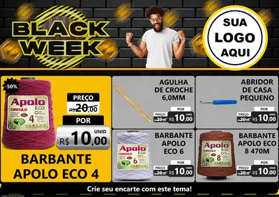 Modelo de Encarte para Encarte A4 Horizontal com o tema Black Week para Armarinho e Aviamentos